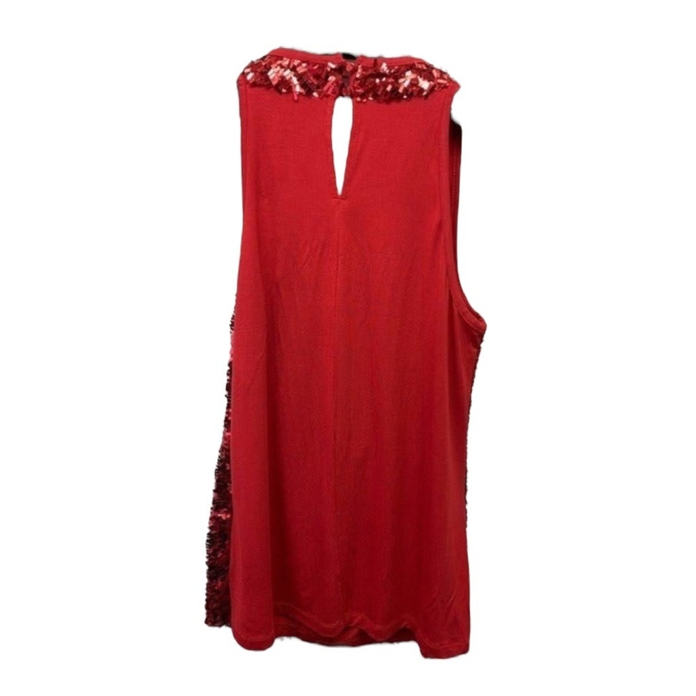 DS By Debbie Shuchat Tank Top M Red Sequin Cowl Neck Keyhole Back Glamorous Part - Picture 3 of 5